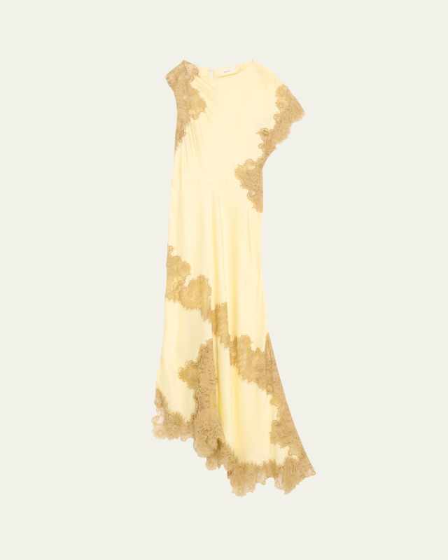 Alessia Satin and Lace Maxi Dress